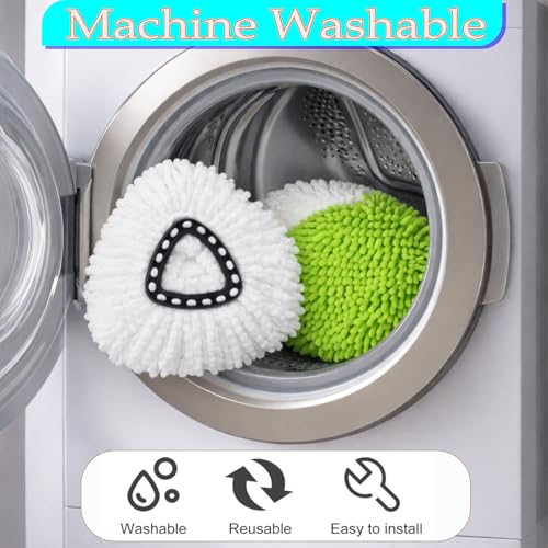 Replacement Head Spin Mop Refills Compatible with O Cedar EasyWring 1-Tank (1 Mop Handle & 3 Mop Head & 1 Scrubber & 1 Base) - size: 1 Mop Handle & 3 Mop Head & 1 Scrubber & 1 Base