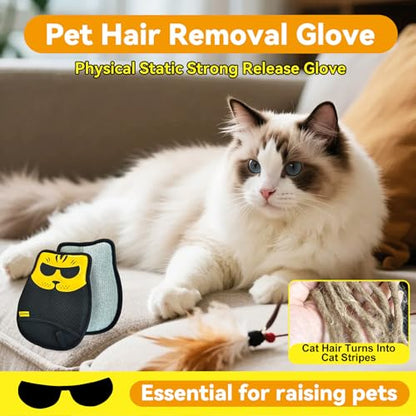 Pet Hair Removal Glove, Washable Reusable Cat Dog Fur Remover Mitt with Electrostatic Dual-Direction Surface for Couch, Sofa, Bedding, Rugs and Pet Beds(2pcs-Yellow Black) - color: 2pcs-Yellow Black