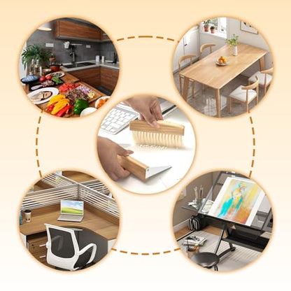 1 Set of mini Desktop Cleaning Broom and Dustpan Set, high-end Iron Sheet, Oak Wood, Sword Hemp Portable Desktop Cleaning Products, Suitable for Home Offices