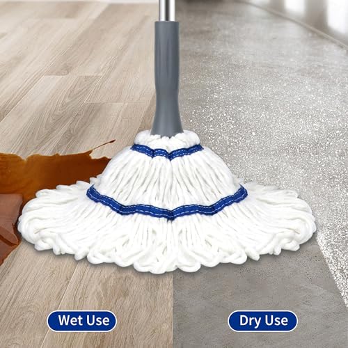 Silkyhose Self-Wringing Twist Mop Cotton Rotating Dry & Wet Mops with Long Handled for Floor Cleaning Kitchen Bathroom Hardwood Vinyl Tile Laminate Household Office - color: Blue White