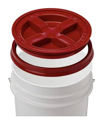 House Naturals Plastic Food Grade Made in USA Bucket with lid, Large 7 Gallon Container Comes with Screw On Lid (1, Yellow with Red lid) - color: Yellow With Red Lid