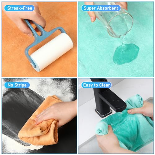 Newwiee 3 Pcs Extra Large Microfiber Cleaning Cloth 30" x 20" Washable Reusable Microfiber Towel Streak Free Lint Free Cloth for Cleaning Home Glass Office Window Bathrooms (Light Green,Blue,Orange) - color: Light Green, Blue, Orange