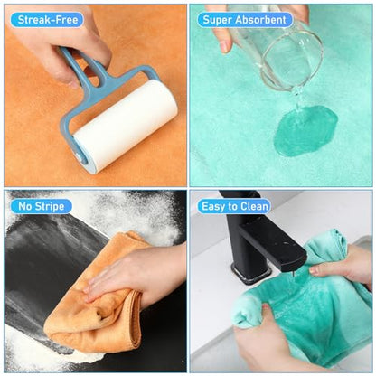 Newwiee 3 Pcs Extra Large Microfiber Cleaning Cloth 30" x 20" Washable Reusable Microfiber Towel Streak Free Lint Free Cloth for Cleaning Home Glass Office Window Bathrooms (Light Green,Blue,Orange) - color: Light Green, Blue, Orange