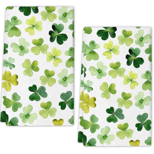 Shamrocks St. Patrick's Day Kitchen Towels 18x26 Inch Dish Towels Soft Absorbent Hand Towels for Cooking Baking Home Kitchen Spring Decor Set of 2 - color: Style 1