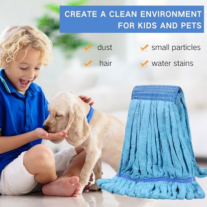 Lallisa 2 Pcs Commercial Mop Head Replacement 18 Oz Tube Microfiber Mop Heads for Floor Cleaning Industrial Mop Heads Blue Looped End Wet Mop Head Refill for Home Commercial Industrial Use - color: Blue