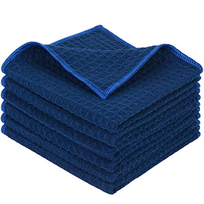 KinHwa Microfiber Dish Cloths Thick Waffle Weave Kitchen Dish Rags Ultra Absorbent Dishcloths 12inch x 12inch 6 Pack - Navyblue - color: Navy Blue, size: 12in x 12in 6 Pack
