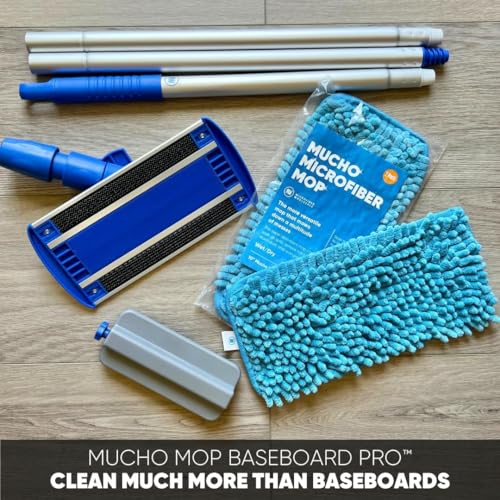 Microfiber Wholesale Baseboard Pro Mucho Mop, Chenille Microfiber Pad, 70" Handle, for Baseboards, Hardwood, Tile and Laminate Floors, 2.5 lbs - size: Baseboard Kit