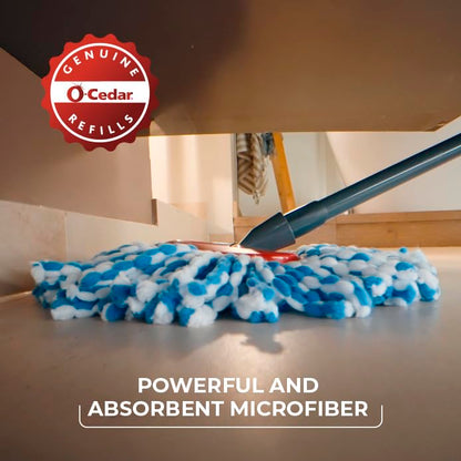 O-Cedar RinseClean Microfiber Spin Mop & Bucket Floor Cleaning System with 4 Extra Mop Head Replacements - size: RC + 4 RC Refills