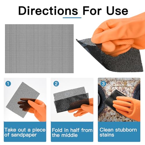 Cleaning Screen, 5.5x4 Inch Upgraded Toilet Cleaner Hard Water 15PCS Toilet Ring Remover Abrasive Grit Mesh Pads for Bowls Griddle Household Stain Calcium Deposits Carbon Rust Scrubber