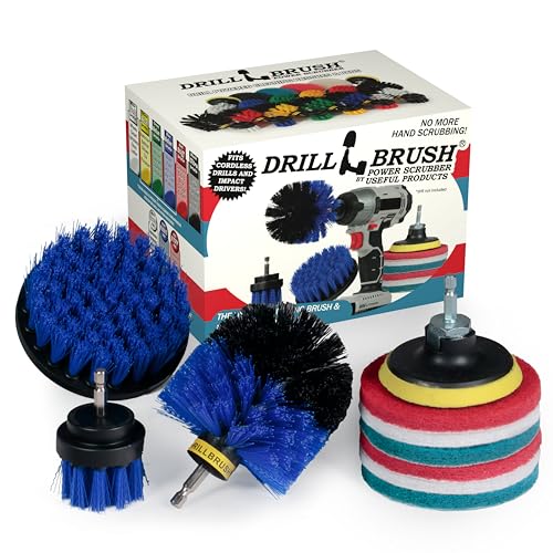 Cleaning Supplies - Drillbrush - Brush Drill Attachment Kit - Drill Brush Pads - Hot Tub Cleaner Brush - Pool Cleaner Brush - Scrub Brush - Power Cleaning Brush - Rotary Drill Brush Cordless Scrubber - color: Blue