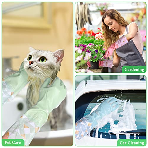 Household Cleaning Gloves 3 Pairs Reusable Dishwashing Gloves Latex Free, Non-Slip Kitchen Glove with Cotton Lined, Waterproof Dish Washing Gloves