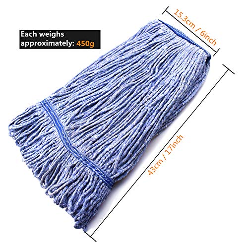 String Mop Heads Replacement Heavy Duty Commercial Grade Blue Cotton Looped End Wet Industrial Cleaning Mop Head Refills (1, Medium) - color: 1 Piece Pack, size: Medium (Pack of 1)