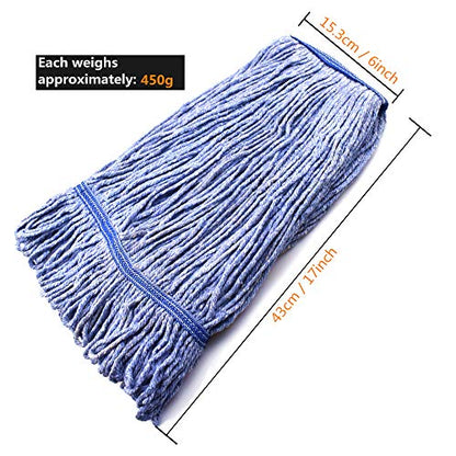 String Mop Heads Replacement Heavy Duty Commercial Grade Blue Cotton Looped End Wet Industrial Cleaning Mop Head Refills (1, Medium) - color: 1 Piece Pack, size: Medium (Pack of 1)
