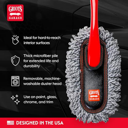 Griot's Garage Microfiber Mini Duster for Car Interior Cleaning and Detailing, Cleans Paint, Glass, Chrome, and Trim, Storage Bag Included, 11412 - style: Microfiber Mini Duster