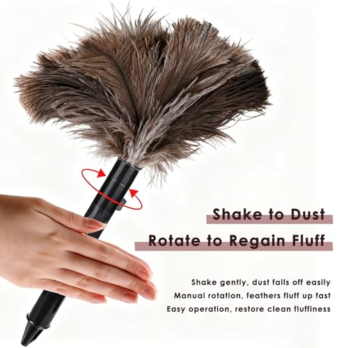 Feathers Dusters plumero para polvo mini Brown Washable Reusable Feathers ABS Mini Duster plumero de Plumas de Avestruz with Handle, for Household Sweeping Plumeros