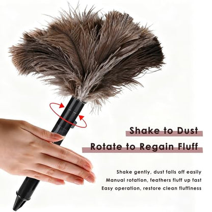 Feathers Dusters plumero para polvo mini Brown Washable Reusable Feathers ABS Mini Duster plumero de Plumas de Avestruz with Handle, for Household Sweeping Plumeros