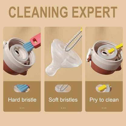 3 in 1 Multifunctional Cleaning Brush - Portable Cup Lid Cleaner with Crevice Brush for Tight Spaces & Baby Bottles (F) - color: F