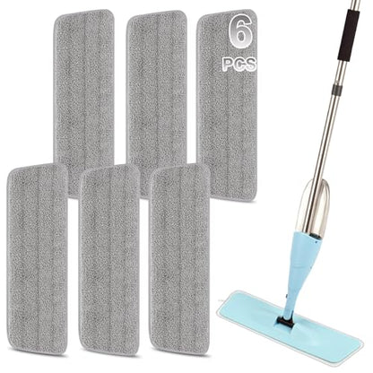 16.5 Inch Reusable Mop Pads Microfiber Spray Mop Replacement Heads for Wet/Dry Mops Compatible with Bona Floor Care System (6 Pack) - color: Gray