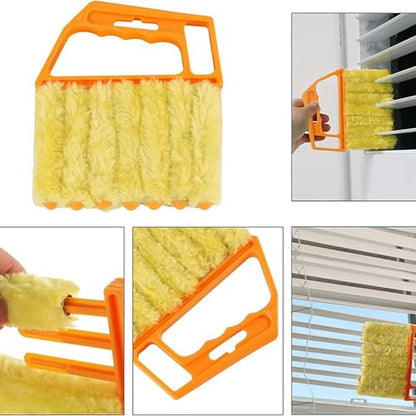 Shutter Brush Window Blind Cleaning Brush, 2 PCS Venetian Blind Cleaner Brush, Microfiber Duster Tool for Window Blinds,Air Vents, Keyboard, Car AC, Washable Reusable Gap Cleaning Brushes (Orange) - color: Orange