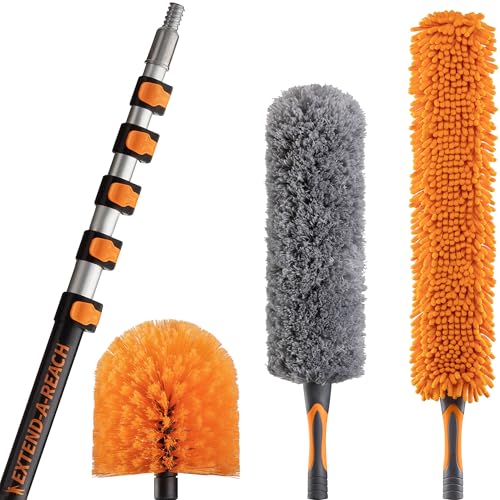 30 Foot High Reach Duster Kit with 5-24 ft Extension Pole // High Ceiling Duster Cleaning Kit with Telescopic Pole // Cobweb Duster // Feather Duster and Ceiling Fan Duster // The Ultimate Dusting Kit - size: 24 feet