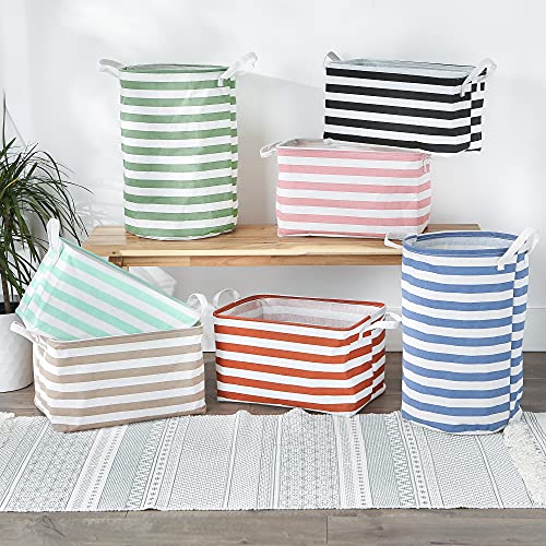 DII Laundry Storage Collection, PE Coated Collapsible Bin with Handles, Cinnamon Stripe, Large Set, 10.5x17.5x10" - color: Cinnamon Stripe, size: Large Set, 10.5x17.5x10"