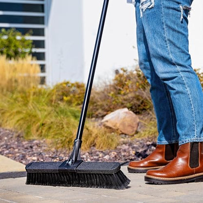 18" High Power Push Broom Multi-Surface Steel Handle