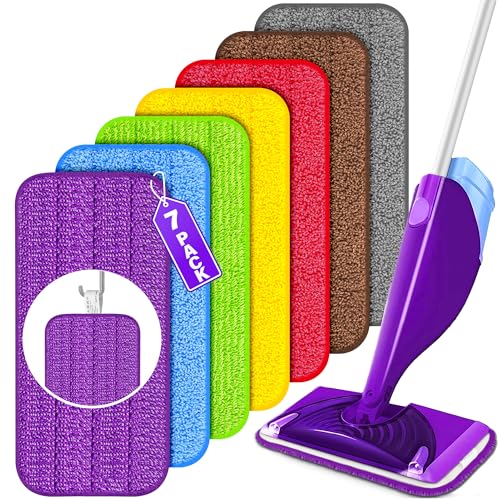 Reusable Mop Pads for Swiffer WetJet, Wet Pads Refills for 12'' Spray Mop, Microfiber Refill Machine Washable Up to 100+ Floor Cleaning for All Kinds of Floor Types, 7 Pack - color: Multicolor