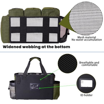 Large Cleaning Caddy Bag Built-in Sturdy Support Board, Cleaning Organizer with Detachable Divider, Cleaning Supply Tote with Adjustable Shoulder Strap&Waist Belt for Cleaners & Housekeeper - color: Green