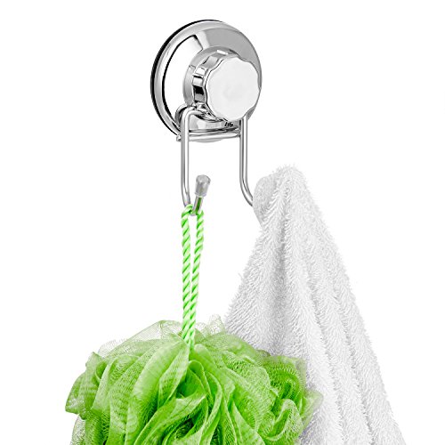 SANNO Double Suction Hooks Suction Cups Vacuum Hook for Flat Smooth Wall Surface Towel Robe Bathroom Kitchen Shower Bath Coat, Stainless Steel (2 Pack) - color: stainless steel-2, size: 2 Pack