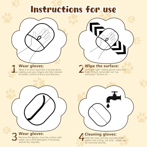 Magic Brush Pet Hair, Pet Hair Remover Gloves for Cats & Dogs, Newly Upgraded Reusable Electrostatic Pet Hair Remover Glove, for Couch Furniture, Carpet, Curtain