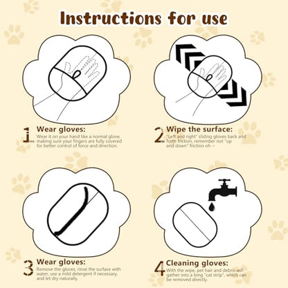Magic Brush Pet Hair, Pet Hair Remover Gloves for Cats & Dogs, Newly Upgraded Reusable Electrostatic Pet Hair Remover Glove, for Couch Furniture, Carpet, Curtain