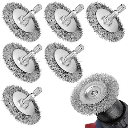 2" Wire Brushes for Drill, Stainless Steel Wire Wheel Brushes Kit with 1/4-Inch Hex Shank, 6 Pieces