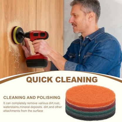 uxcell 8Pcs Scrubber Scouring Pad, 5 Inch 800 Grits Drill Power Brush Hoop and Loop Scrub Pads Discs Polishing Pad for Household Furniture Automotive Cleaning, Dark Red - color: Dark Red, size: 5 Inch 800 Grits