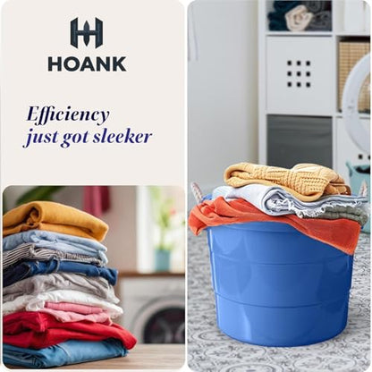20 Gallon Storage Tub, Round Heavy Duty Plastic Container with Rope Handles, 21.5 x 21.5 x 16.5 inches, Navy Blue - color: Navy Blue