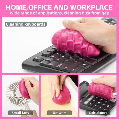 ASFSKY Reusable Car Cleaning Gel with Strong Adhesion - Ideal for Car Interiors (Air Vents, Dashboards, Seat Gaps), Electronics (Keyboards, Laptops, Game Consoles), Home Appliances (3, Rose Red) - color: Rose red 3 pack