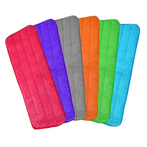 Microfiber Replacement Mop Pads, 18" x 6" Wet & Dry Home & Commercial Cleaning Refills, Colorful Reusable Floor Mop Pads, Washable Floor Cleaning Pads, 6 Pack - color: Colorful