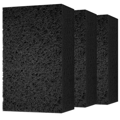 Cleaning and Washing Sponge, 3 Pack Large Extra Thick Heavy Duty Sponge Multi-Purpose for Kitchen Bathroom Bike Boat Car, Natural Cellulose Sponges 4" X 6" X 2" (Black) - color: A-black