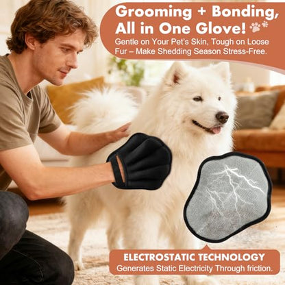 Pet Hair Removal Glove, Electrostatic Pet Hair Remover Glove for Cats & Dogs, Pet Hair Remover Tool for Laundry, Couch, Carpet, Car Seat - Upgraded Five-Finger, Reusable, Black+Black - color: Black+Black