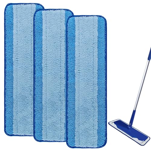 Mop Replacement Pads for Bona, Microfiber Cleaning Pad for Bona, 3 Pack 18 Inch Mop Cleaning Pads for Bona Hardwood & Hard Surface Floors, Reusable & Washable & Microfiber Mop Pads for Bona Mop