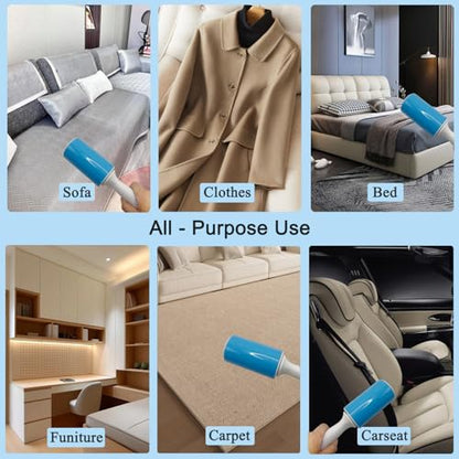Reusable Washable Lint Roller 4 Pack, Sticky Gel Lint Rollers, Cat Dog Pet Hair Lint Remver Cleaner for Clothes, Carpet, Travel, 2 Large Roller with Dust Cover and 2 Mini Portable Small Lint Brush - size: 2 Large+2 Mini