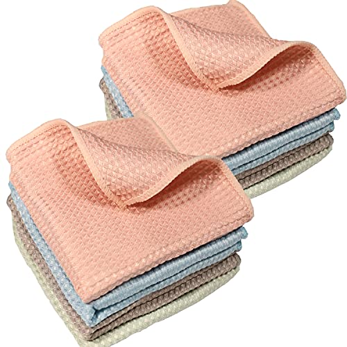 GM Home 8 PCS Waffle Weave Premium Microfiber Cleaning Cloth Kitchen Dish Cloth Rags, Ultra Absorbent and Thick Dish Clothes for Washing Dishes, Fast Drying Cleaning Towels, 12 x 12 in