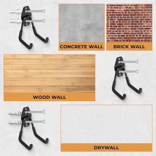 28 Pack Steel Heavy Duty Garage Hooks Storage Hooks with Anti-Slip Coating, Utility Garage Wall Mount Hanger and Organizer for Bikes, Ladder, Rope, Broom, Shovel and Garden Power Tools (28, Black) - color: Black