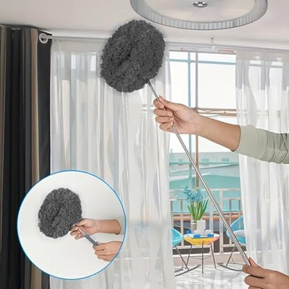 Duster Mop with Extension,Dust Mop Reusable Fan Cleaning Tool for Home, Car, Office, Blades, Windows, Glass Furniture,Grey - color: Gray