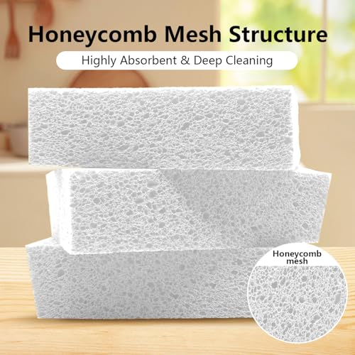 Cleaning and Washing Sponge, 3 Pack Large Extra Thick Heavy Duty Sponge Multi-Purpose for Kitchen Bathroom Bike Boat Car, Natural Cellulose Sponges 4" X 6" X 2" (White) - color: A-white