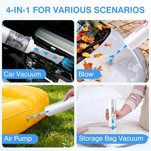 ULTREMA Car Vacuum Portable Cordless, 20000Pa Mini Vacuum Cleaner, 4-in-1 Compact Auto Duster & Air Pump, 1.05lbs Handheld Vacuum with 15 Attachments for Keyboard, Desk and Pet Hair