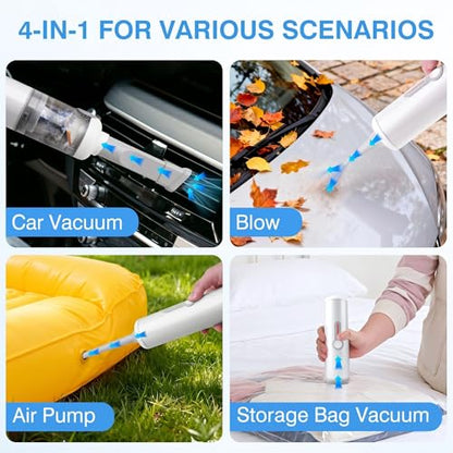 ULTREMA Car Vacuum Portable Cordless, 20000Pa Mini Vacuum Cleaner, 4-in-1 Compact Auto Duster & Air Pump, 1.05lbs Handheld Vacuum with 15 Attachments for Keyboard, Desk and Pet Hair