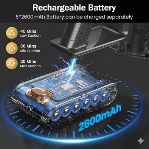 Cordless Vacuum Cleaner, 10-in-1 Lightweight Stick Vacuum with 45mins Runtime, Powerful Suction, LED Touch Screen, Rechargeable Vacuum Cleaners for Home Hardwood Floor Carpet Pet Hair (Gold)