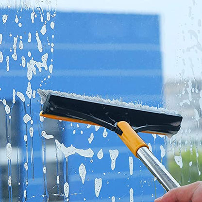 2 in 1 Floor Scrub Brush with Long Handle, Scrape and Brush Stiff Shower Cleaning Sweeping Deck Brush Push Broom Brush for Kitchen, Bathroom, Patio, Wall and Deck (White) - color: White