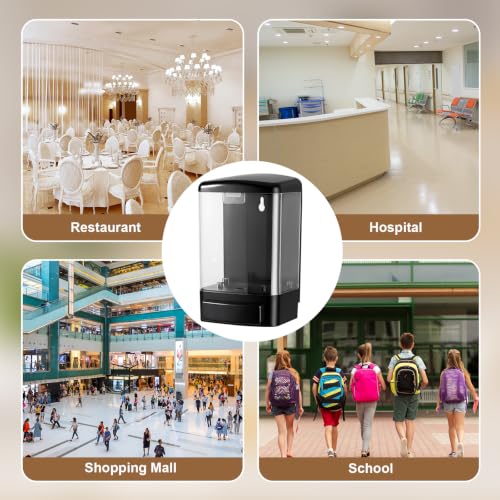 Hushee 8 Pcs Plastic Wall Mounted Soap Dispenser Commercial Manual Soap Containers Wall Dispenser for Kitchen Shower Hotel Liquid Shampoo Gel Chamber (33.8 oz 1000 ml,Black and Clear) - color: Black and Clear, size: 33.8 oz 1000 ml