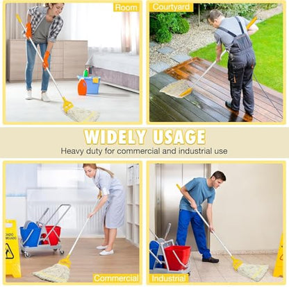 Commercial Mop Handle Heavy Duty,60" Industrial Mop Stick,Wet Mops Head Replacement Holder for Professional/Industrial Floor Cleaning, Yellow,VOUBIEN - size: 1 Pack Mop Handle